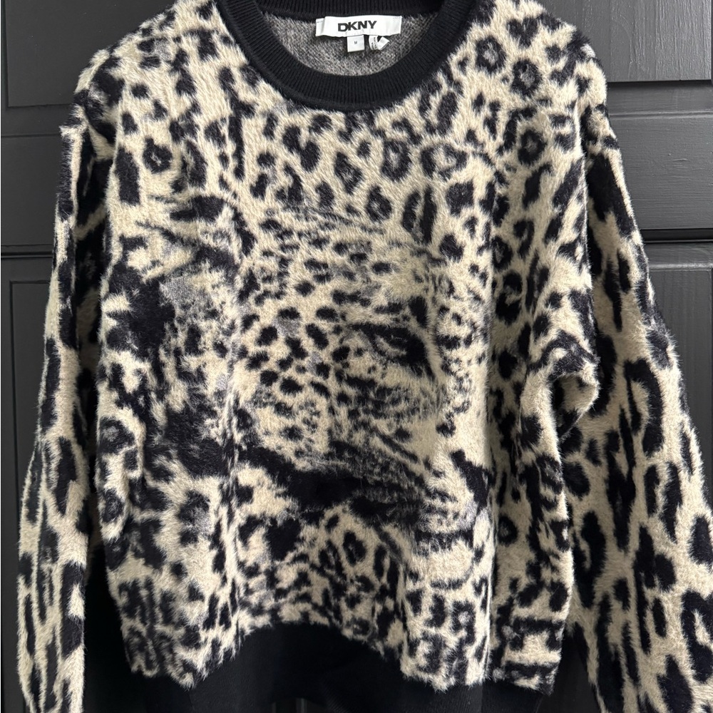 DKNY Black and Gray Knit Sweater